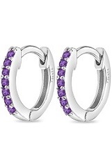 lovely silver purple cz huggie baby earrings
